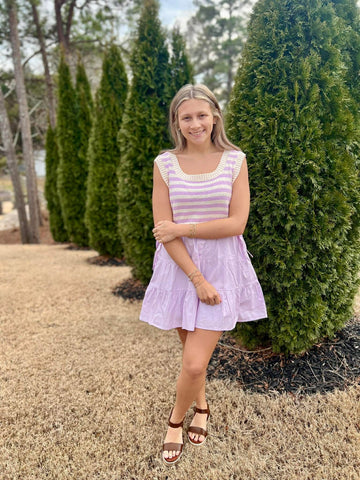 LAVENDER SWEATER VEST DRESS