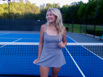 BLACK GINGHAM & LACE ATHLETIC DRESS