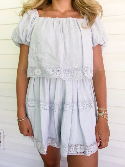 BLUE LACE ROMPER