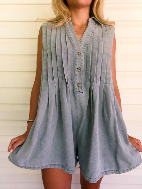 WASHED DENIM ROMPER
