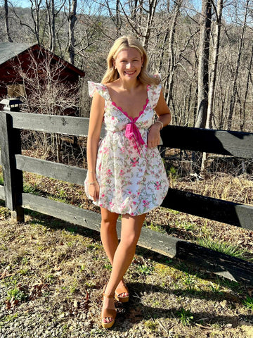 FLORAL RICK RACK DRESS