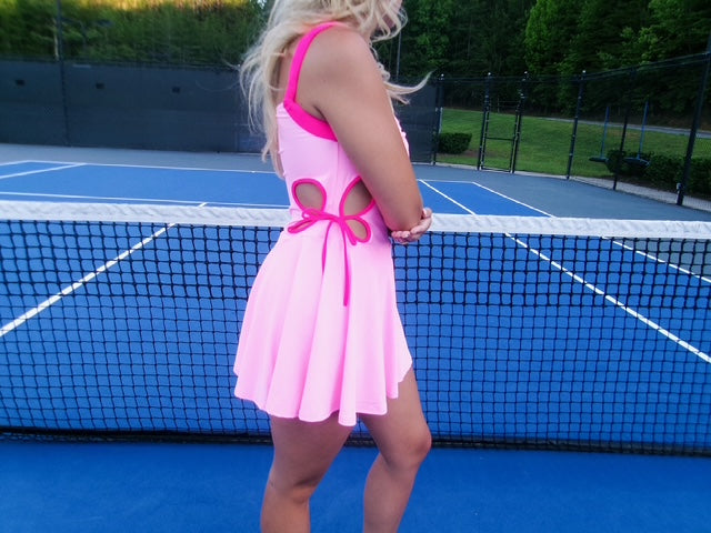 PINK PETAL CUT OUT ATHLETIC ROMPER