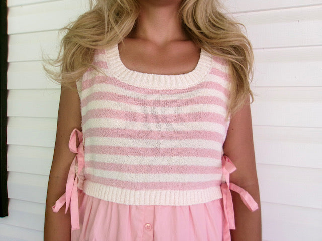 PINK SWEATER VEST DRESS