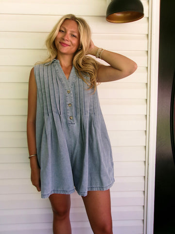 WASHED DENIM ROMPER