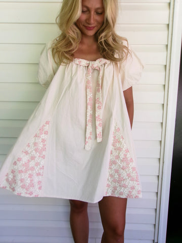 FLORAL-TIE LINEN DRESS