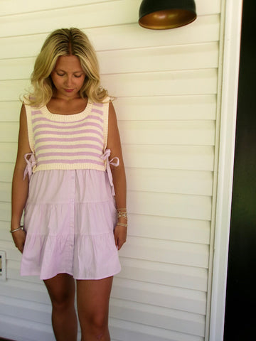 LOVELY LAVENDER SWEATER SIDE TIE DRESS
