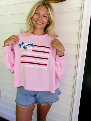 COASTAL RIBBON FLAG PULLOVER (PINK)