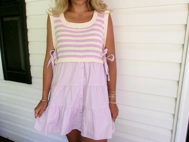 LAVENDER SWEATER VEST DRESS