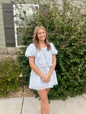 BLUE LACE ROMPER