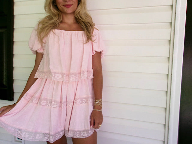 PINK LACE ROMPER