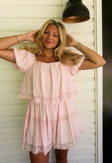 SOMETHING PINK LACE ROMPER