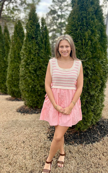 PINK SWEATER VEST DRESS